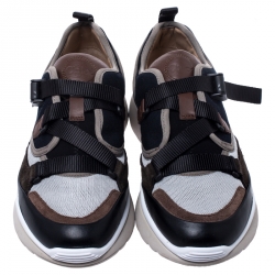 Pre Owned Chloe Multicolor Suede, Canvas And Mesh Buckle Strap Sonnie Sneakers Size 39