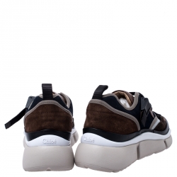 Pre Owned Chloe Multicolor Suede, Canvas And Mesh Buckle Strap Sonnie Sneakers Size 39