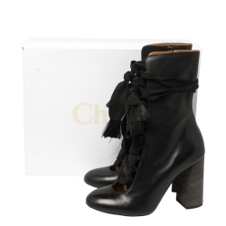 Pre Owned Chloe Black Leather Harper Mid Calf Boots Size 41