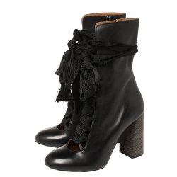 Pre Owned Chloe Black Leather Harper Mid Calf Boots Size 41