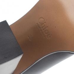 Pre Owned Chloe Black Leather Studded Sandals Size 39