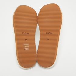 Pre Owned Chloe Cream Canvas and Leather Woody Mules Size 37