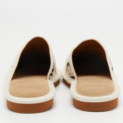Pre Owned Chloe Cream Canvas and Leather Woody Mules Size 37