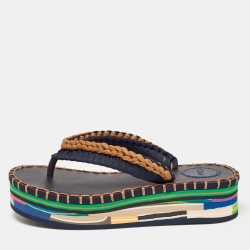 Pre Owned Chloe Multicolor Knit Fabric Lou Thong Sandals Size 37