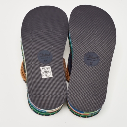 Pre Owned Chloe Multicolor Knit Fabric Lou Thong Sandals Size 37