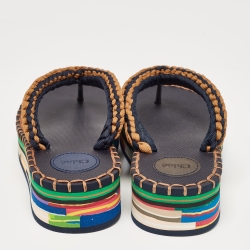 Pre Owned Chloe Multicolor Knit Fabric Lou Thong Sandals Size 37