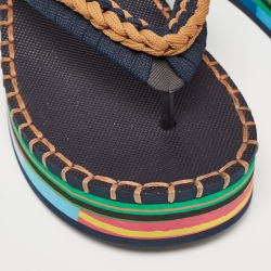 Pre Owned Chloe Multicolor Knit Fabric Lou Thong Sandals Size 37