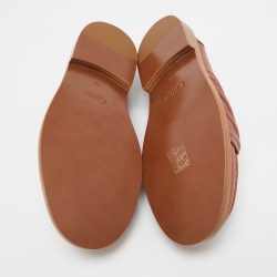 Pre Owned Chloe Brown Leather C Logo Loafers Size 38