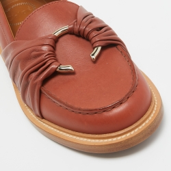 Pre Owned Chloe Brown Leather C Logo Loafers Size 38