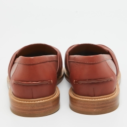 Pre Owned Chloe Brown Leather C Logo Loafers Size 38