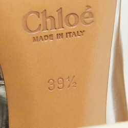 Pre Owned Chloe Silver Leather Ankle Strap Pumps Size  39.5