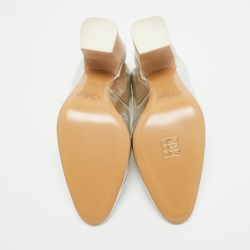 Pre Owned Chloe Silver Leather Ankle Strap Pumps Size  39.5