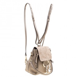Pre Owned Chloe Beige Leather Mini Faye Backpack