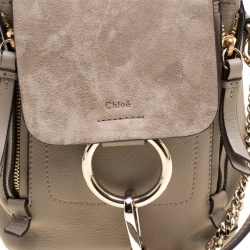Pre Owned Chloe Beige Leather Mini Faye Backpack