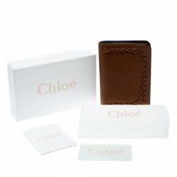 Pre Owned Chloe Brown Leather Passport Holder