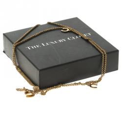 Chloe Horse Shoe Gold Tone Double Layer Charm Necklace