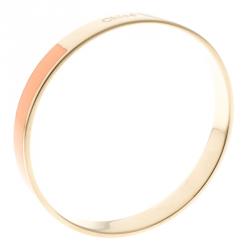 Pre Owned Chloe Holly Peach Enamel Gold Tone Bangle Bracelet S