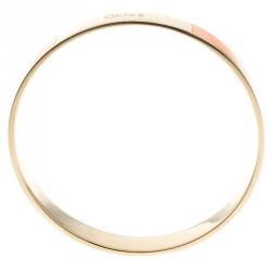 Pre Owned Chloe Holly Peach Enamel Gold Tone Bangle Bracelet S