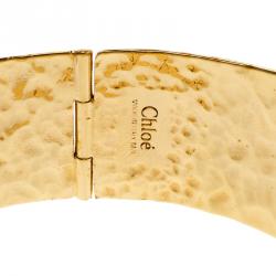 Chloe Crystal Gold Tone Chunky Cuff Bracelet 17cm