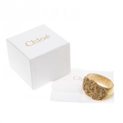 Chloe Crystal Gold Tone Chunky Cuff Bracelet 17cm
