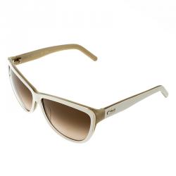 Pre Owned Chloe White/Brown CE602S-275 Cat Eye Sunglasses