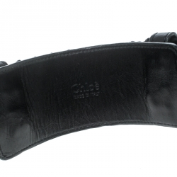 Chloe Black Leather Braided Details Snap Button Belt 85cm