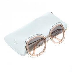 Chloe Peach/Brown Gradient CE123S Carlina Oversized Square Sunglasses