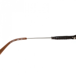 Pre Owned Chloe Gold / Brown Cl2204 Leather Trim Aviator Sunglasses