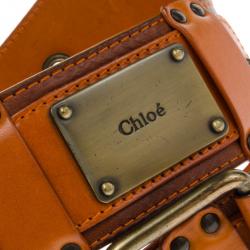 Pre Owned Chloe Brown and Orange Leather Belt 85 CM