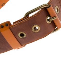 Pre Owned Chloe Brown and Orange Leather Belt 85 CM
