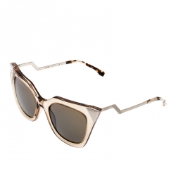 Pre Owned Fendi Brown Blue Mirrored FF0060/S Iridia Cat Eye Sunglasses