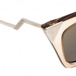 Pre Owned Fendi Brown Blue Mirrored FF0060/S Iridia Cat Eye Sunglasses