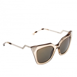 Pre Owned Fendi Brown Blue Mirrored FF0060/S Iridia Cat Eye Sunglasses