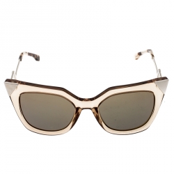 Pre Owned Fendi Brown Blue Mirrored FF0060/S Iridia Cat Eye Sunglasses