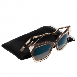 Pre Owned Fendi Brown Blue Mirrored FF0060/S Iridia Cat Eye Sunglasses