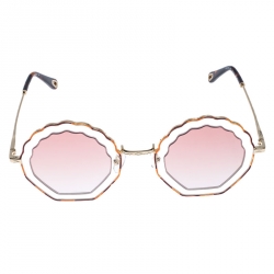 Pre Owned Chloé Havana Sand/Rose Gradient CE147S Tally Scalloped Geometric Sunglasses