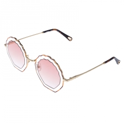 Pre Owned Chloé Havana Sand/Rose Gradient CE147S Tally Scalloped Geometric Sunglasses