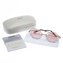 Pre Owned Chloé Havana Sand/Rose Gradient CE147S Tally Scalloped Geometric Sunglasses