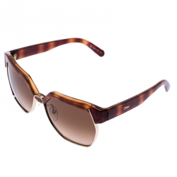 Pre Owned Chloe Brown Gradient Dafne Geometric Metal Mix Sunglasses