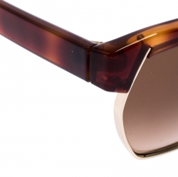 Pre Owned Chloe Brown Gradient Dafne Geometric Metal Mix Sunglasses