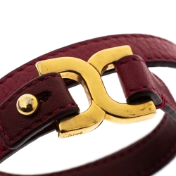 Chloe Red Leather Double Wrap Bracelet