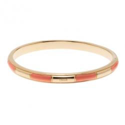 Pre Owned Chloe Logo Embossed Pink Thin Bangle 21CM