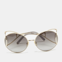 Pre Owned Chloé Grey/Gold Gradient CE124S Round Sunglasses