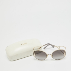 Pre Owned Chloé Grey/Gold Gradient CE124S Round Sunglasses
