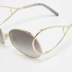 Pre Owned Chloé Grey/Gold Gradient CE124S Round Sunglasses