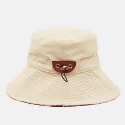 Chloe Beige Logo Print Nylon Bucket Hat