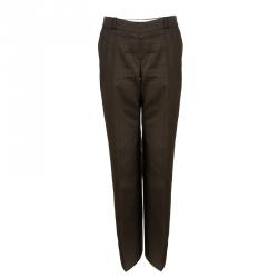 Chloe Marron Fonce Cotton Wide Leg Trousers M