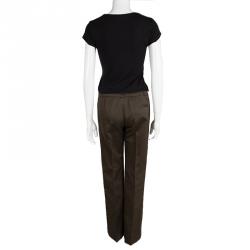 Chloe Marron Fonce Cotton Wide Leg Trousers M