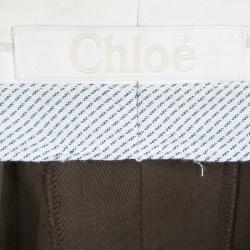Chloe Marron Fonce Cotton Wide Leg Trousers M