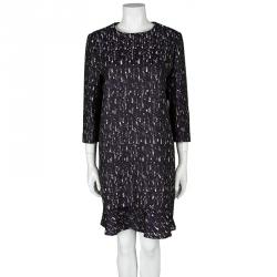 Chloe Multicolor Textured Layered Long Sleeve Shift Dress L